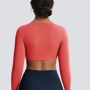 Coral Long Sleeve Crop Top